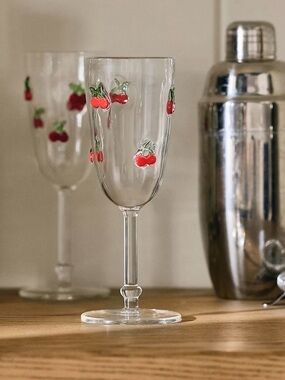 Anthropologie Cherry Icon Flute Glass NIB